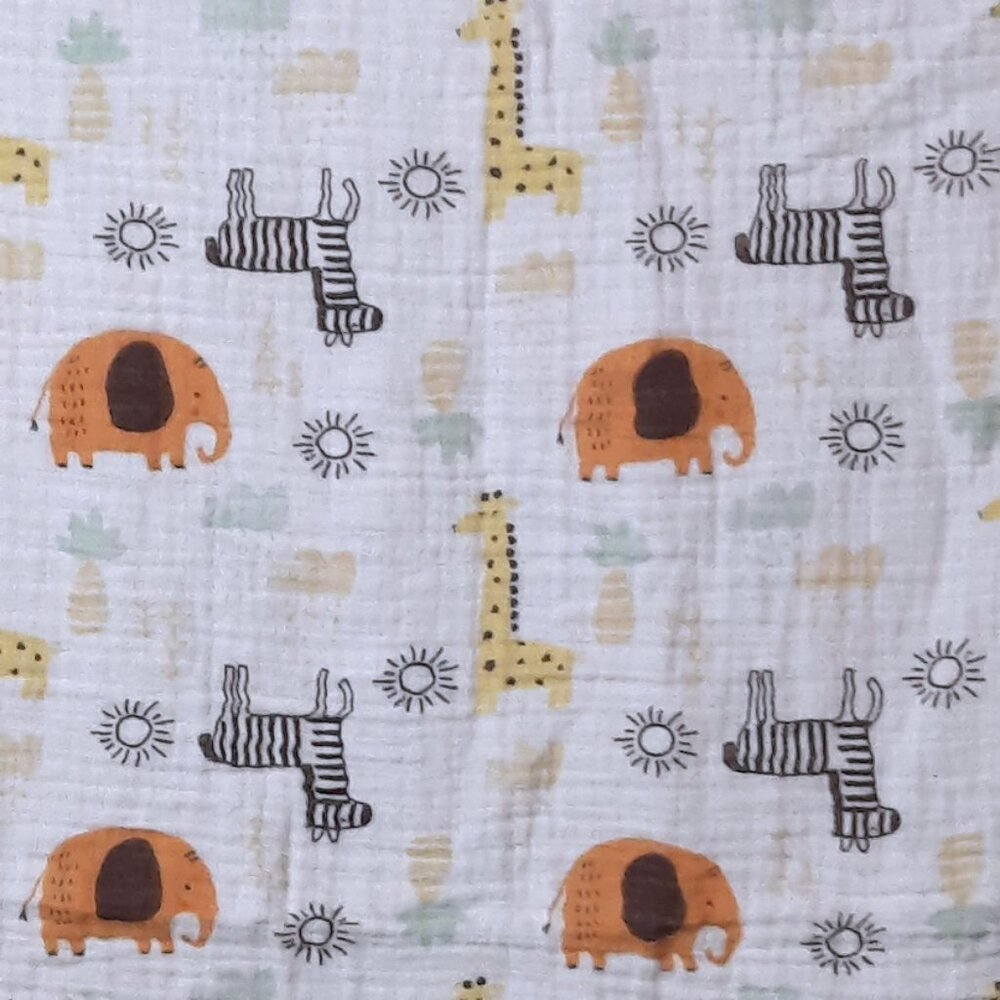Modern Baby Safari Elephant Giraffe Zebra Muslin Swaddle Wrap Blanket 33" X 41"